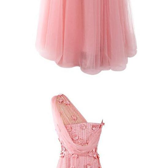 Beautiful Floor Length One Shoulder Beading Pleated Sleeveless Prom Dress main image 1