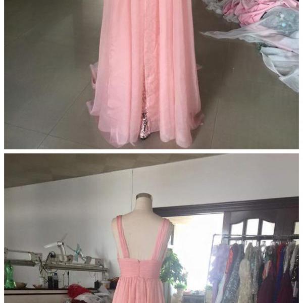 Charming Red Beaded Appliques Prom Dress Long Chiffon Evening Dress Y7732 main image 0