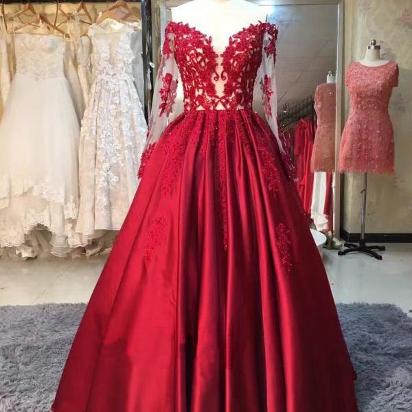 Vintage Burgundy Long Prom Dresses