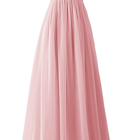 Long Prom Dress Ruched Chiffon Bridesmaid Evening Gowm With Beads on Luulla