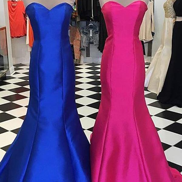 Royal Blue Lace Up Long Prom Dresses,simple Sweetheart Prom Gowns