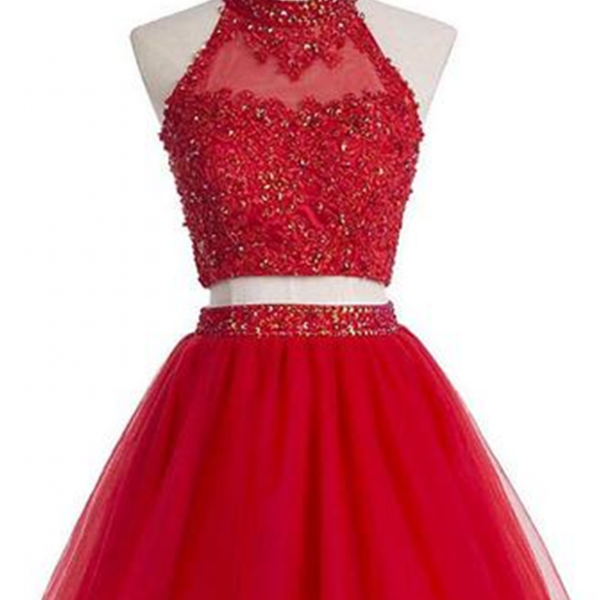 Short Graduation Dress,two Pieces Graduation Dresses,red