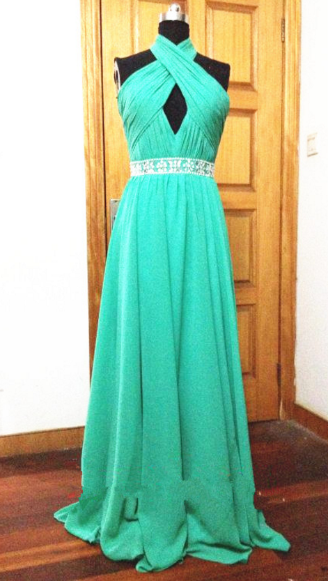 Unique Halter Chiffon Print Prom Evening Dress cc2565 main image 0