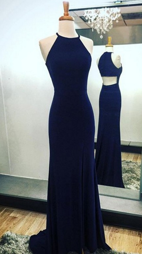 Navy Prom Dress With Split on Luulla