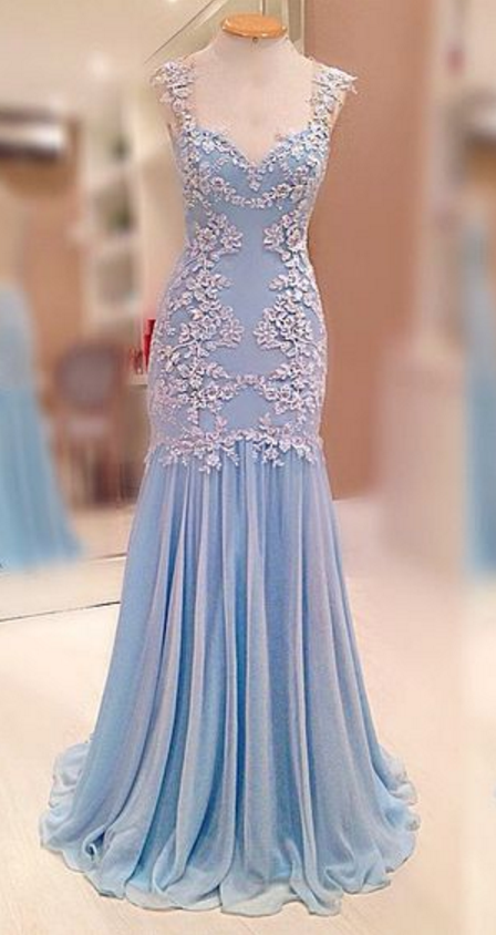 Illusion Back Long Mermaid Prom Dress With Lace On Luulla 