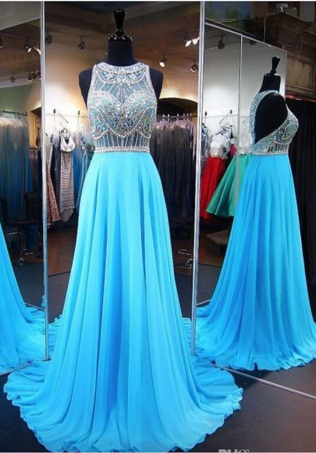 Beaded Long Chiffon Prom Dress on Luulla