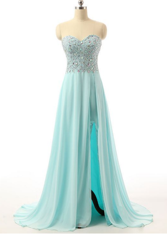 Sparkle Long Chiffon Prom Dress With Splt on Luulla