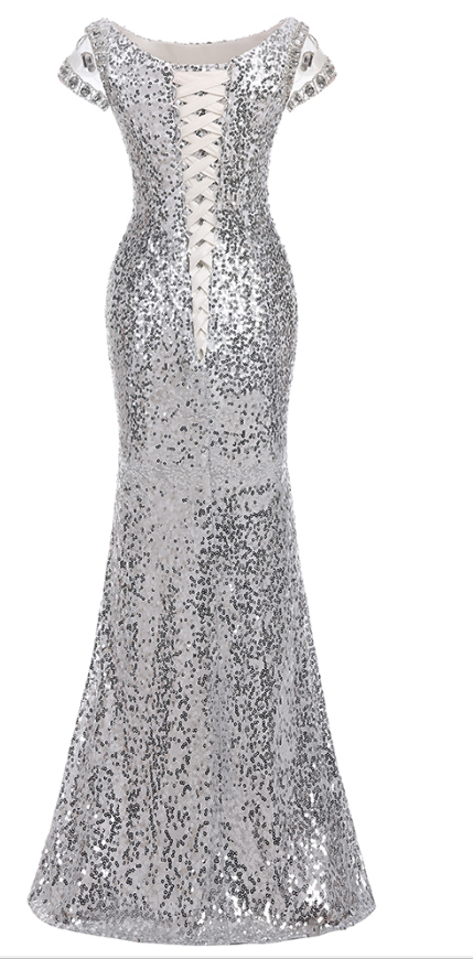 The Long Mermaid's Evening Gown With A Silver Formal Prom Gown on Luulla