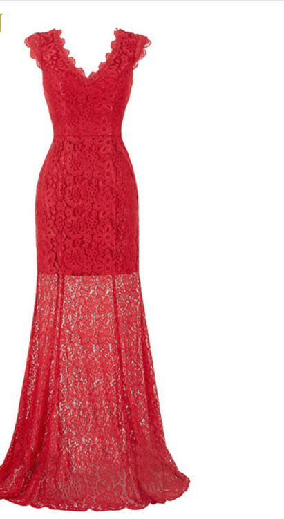 The Sleeveless, Prom Gown With A Red Lace Evening Gown And Gown on Luulla
