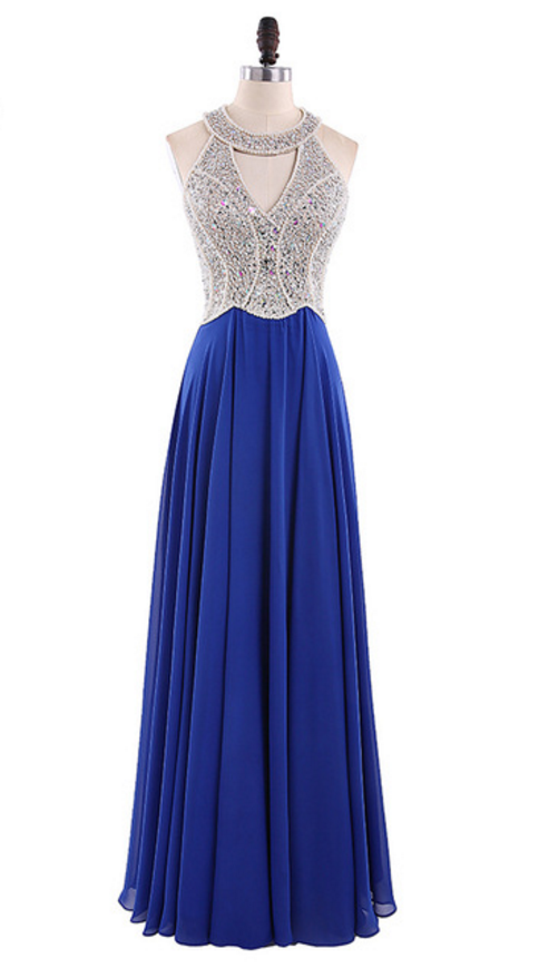 The Dress Was Made From Royal Blue Chiffon Into A Formal Dress on Luulla