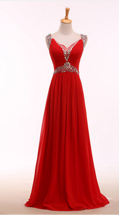The Elegant Red Evening Dress, The Crystal Evening Gown, on Luulla