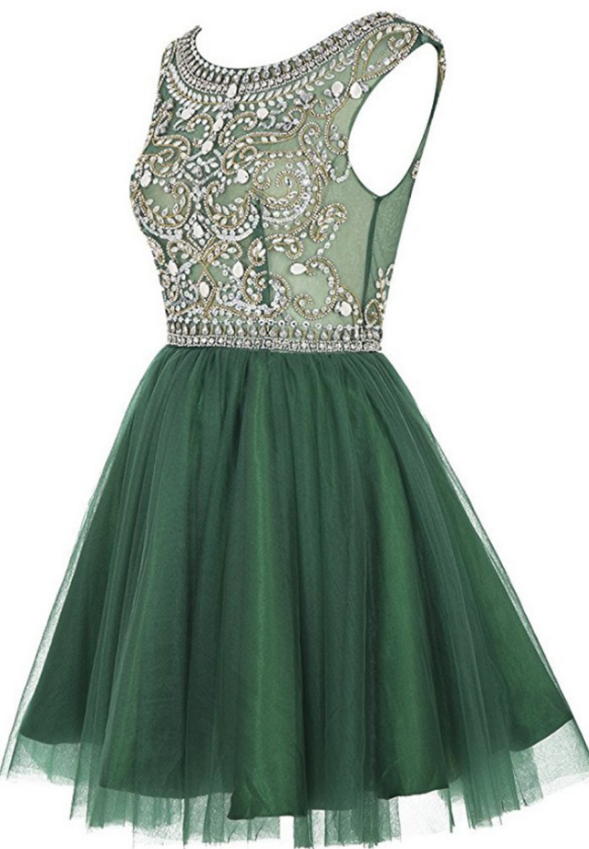 Elegant Aline Dresses,beaded Dark Green Dresses