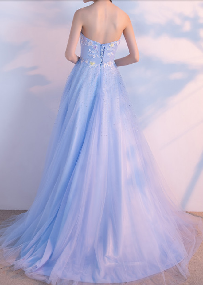 long blue party dress