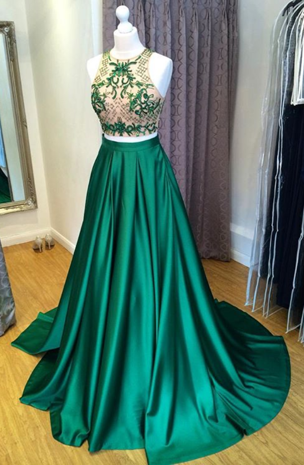 2 Pieces Prom Dress With Illusion Top on Luulla