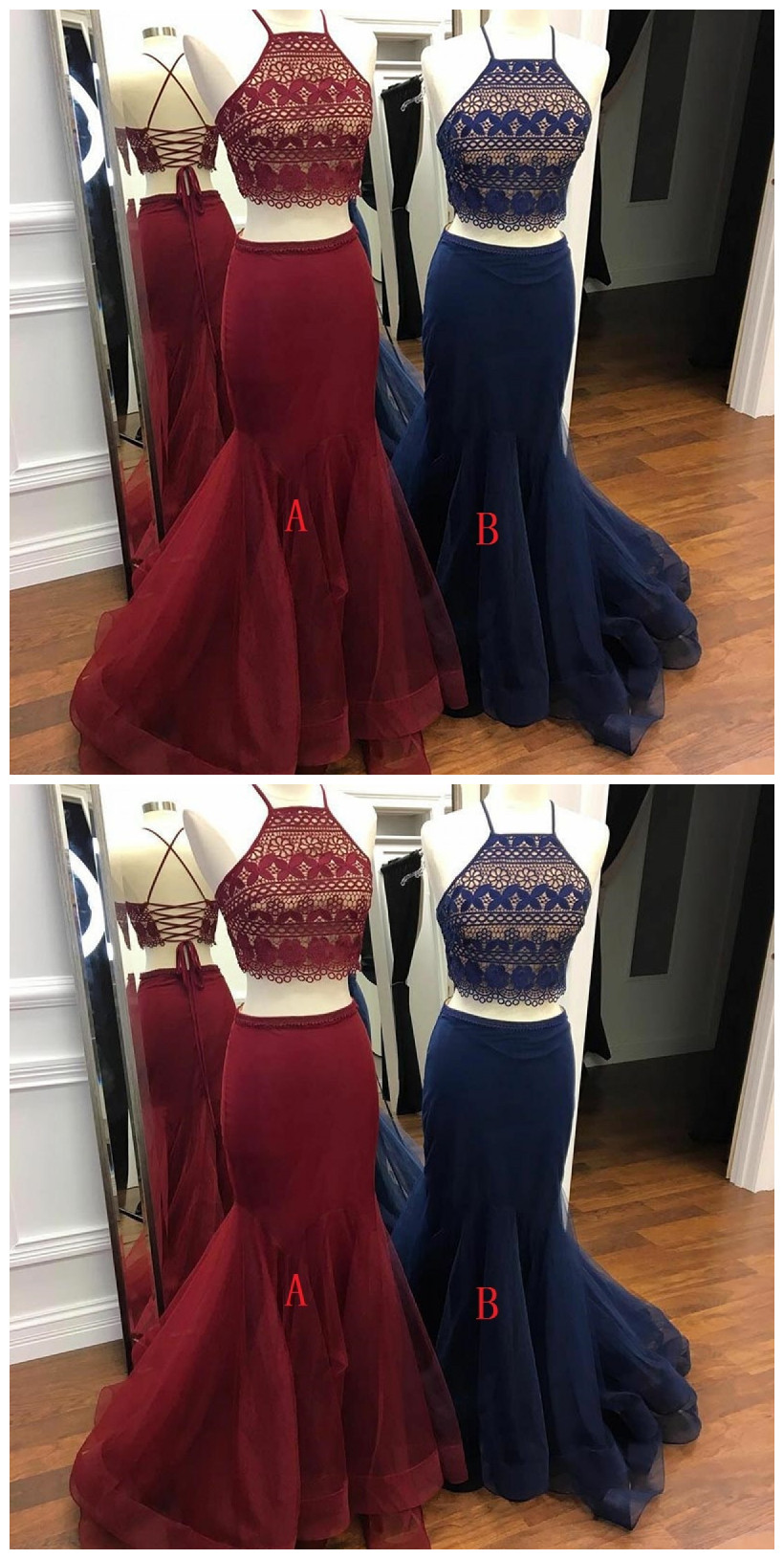 Square Neck Mermaid High SIit Sweep Train Dresses Burgundy
