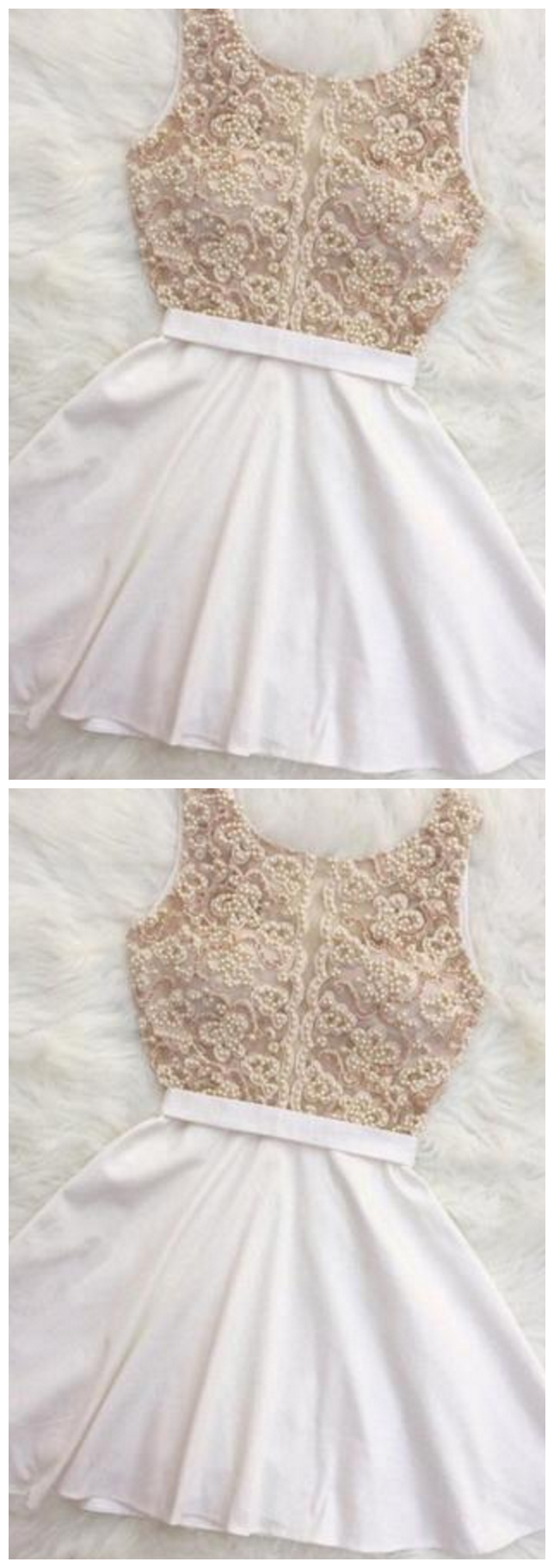 A Line Halter Sleeveless Homecoming Dress with Beads, Appliqued Short Formal Dress UQ2167