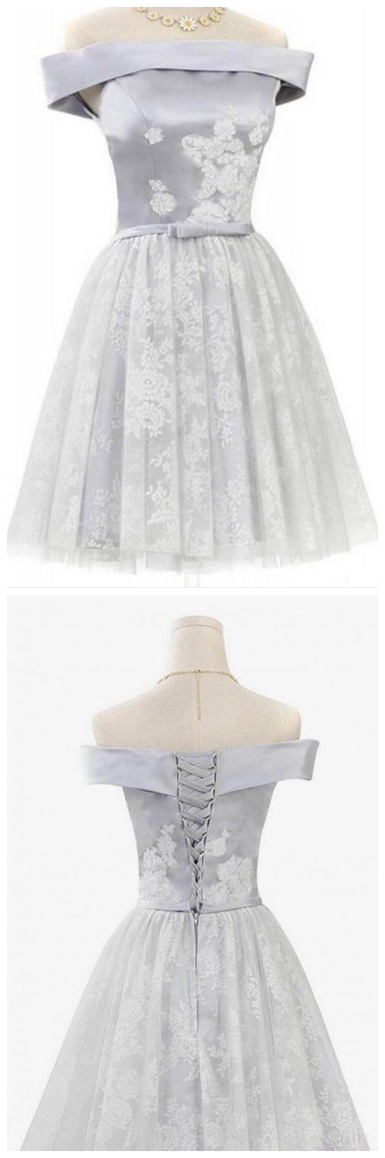 Off The Shoulder Short Prom Dress With Lace, Cute Off Shoulder Party Dress on Luulla