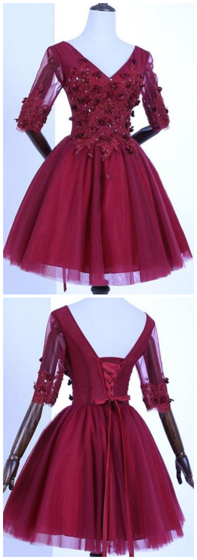 V-Neck Periwinkle Cutout Wasit Beaded Homecoming Dress main image 1