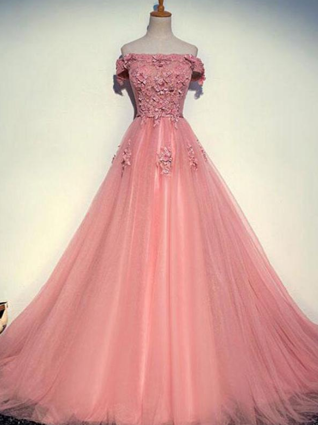 Aline Offtheshoulder Prom Dresses,sweep/brush Train Prom Dress,tulle