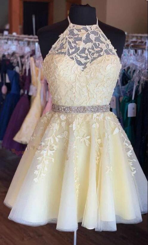 Niulatu 50s Vintage Yellow Homecoming Dresses Tea Length Homecoming Dress HZ1110 main image 1