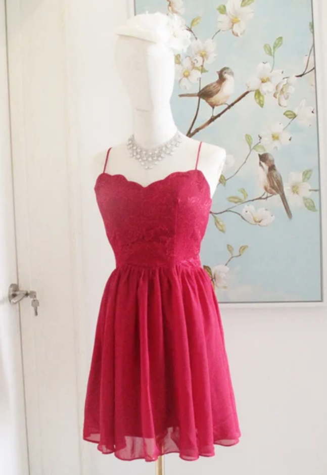 Prom Dresses Short Prom Dress Red Short Lace Dress Backless Sexy Mini Chiffon