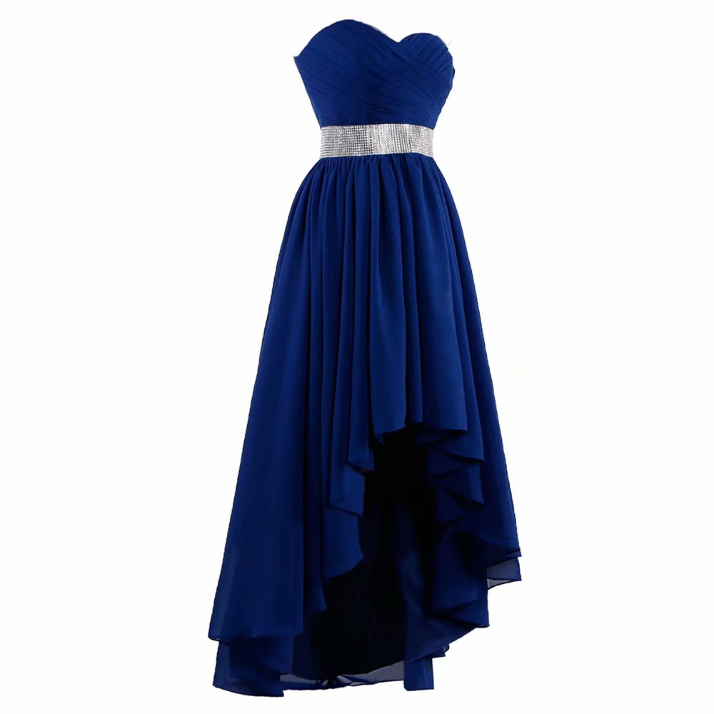 Sweet Blue Prom Dresses High Low Sweetheart Custom Made Long Dress ...