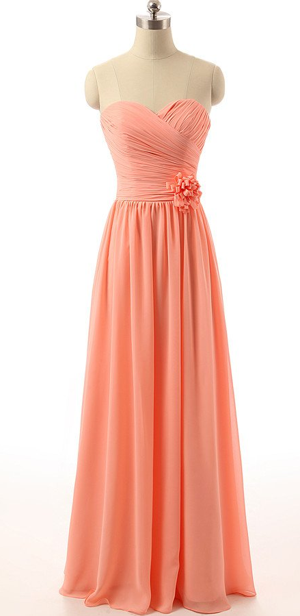 Strapless Sweetheart Neckline Chiffon Formal Prom Dress, Beautiful Long ...