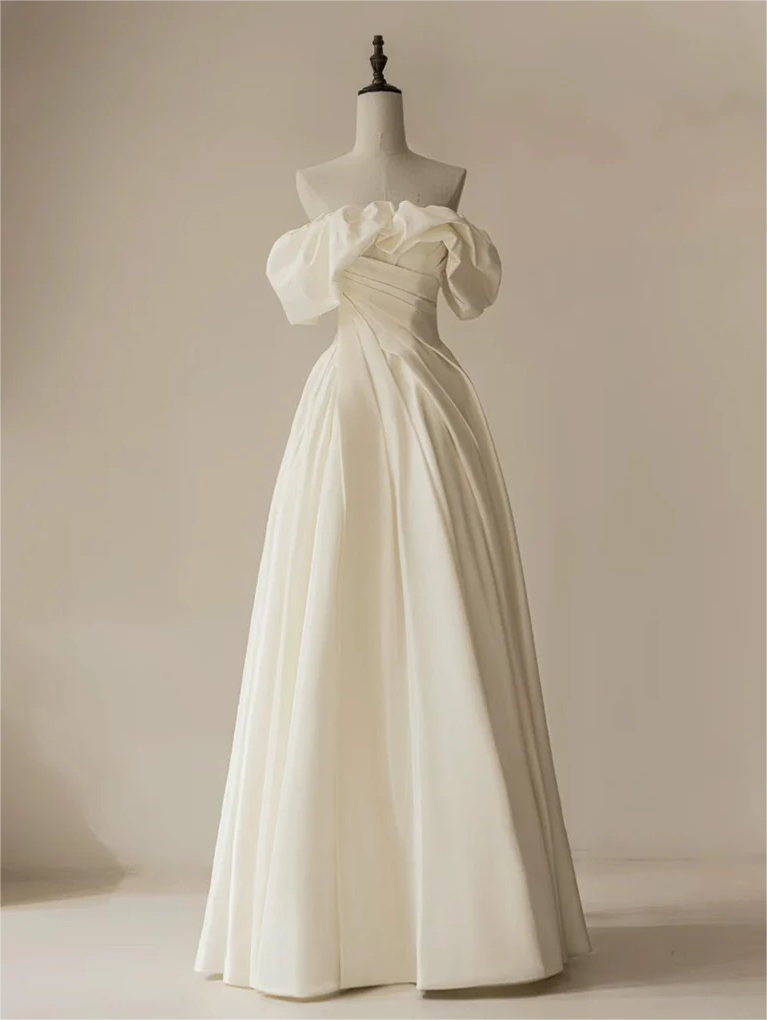 Ivory Satin Simple Prom Dress Simple gentle atmospheric and unique design