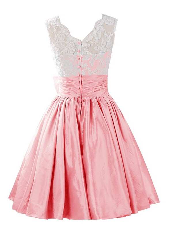 Eveing Dresses O-neck Homecoming Dress Lace Prom Dress Taffeta Short A ...