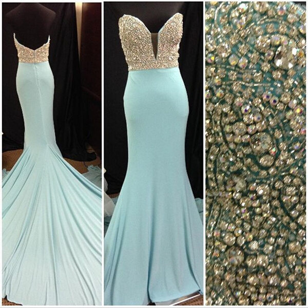 Long Prom Dress, Blue Prom Dress, Sweet Heart Prom Dress, Mermaid Prom ...