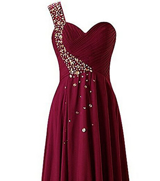 Snow Lotus Women's One Shoulder Bridesmaid Dress – Beaded Chiffon Evening Gown In Lime Green