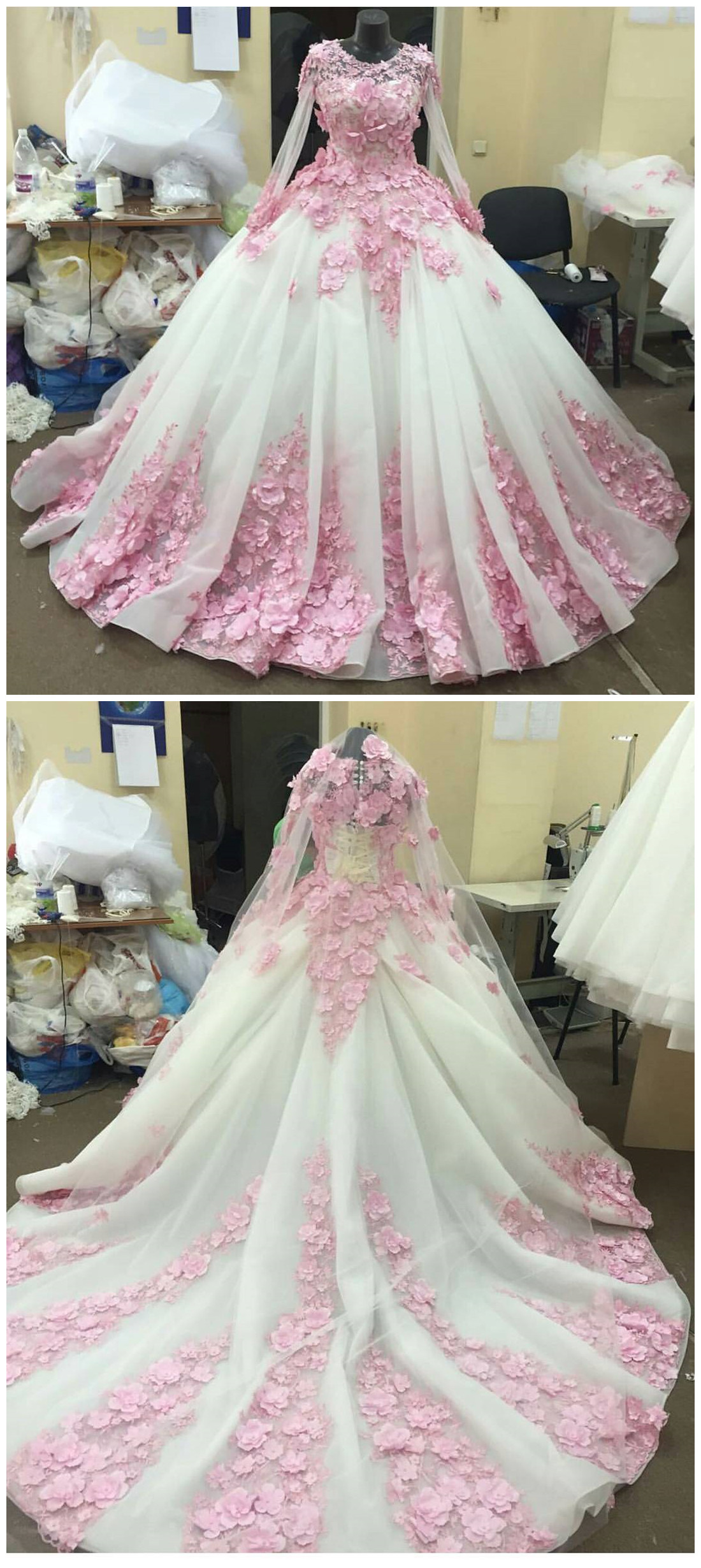New Arrival Prom Dress,Modest Prom Dress,Flower Wedding Dress,pink ...