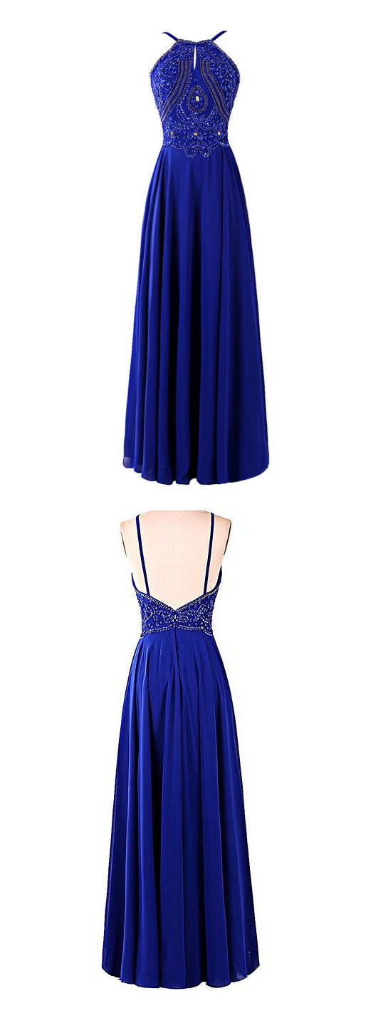 Halter Prom Dress,beading Prom Dresses,long Evening Dress on Luulla