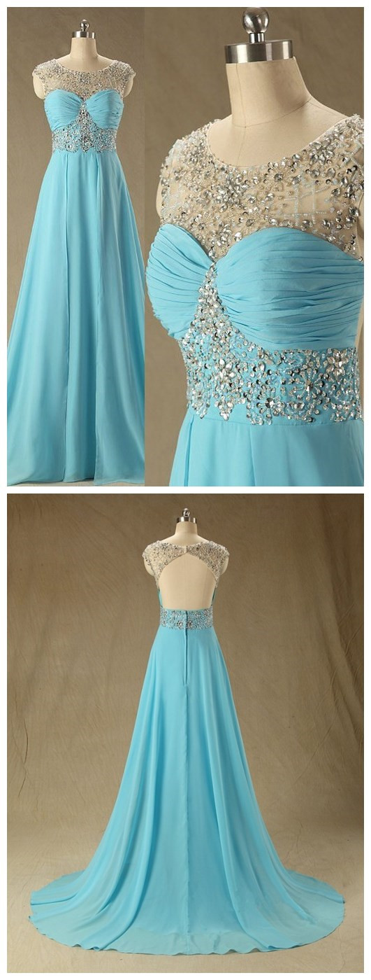 Light Blue Prom Dress,beading Prom Dresses,long Evening Dress on Luulla