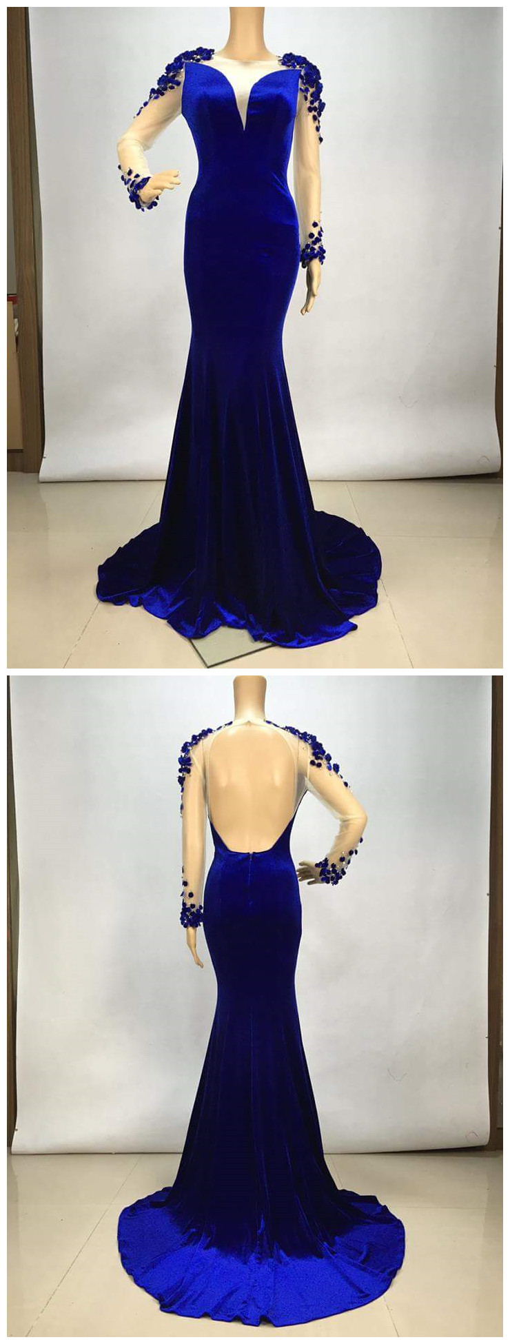 Sexy Royal Blue Sheath Prom Dress,Royal Blue Evening Dress Y6407