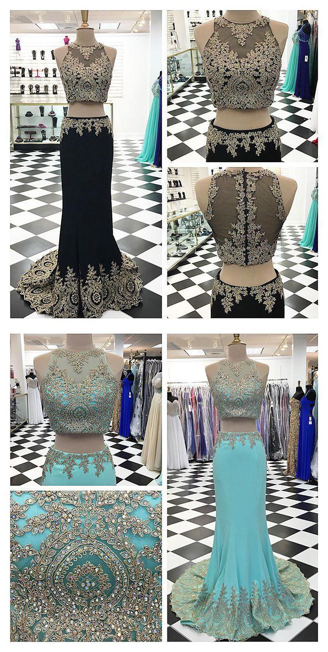Long Two Pieces Prom Dress, Mermaid Prom Dresses, 2017 Formal Evening ...