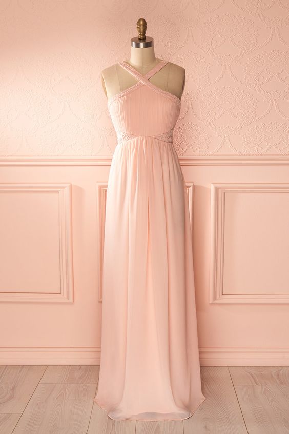Blush Pink Prom Dresses,aline Prom Dress,simple Prom Dress,chiffon