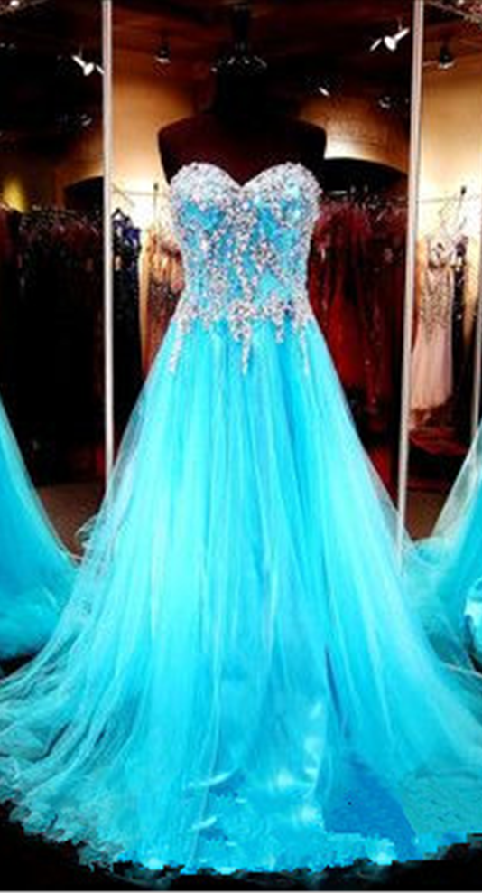 Sweetheart Ball Gown,Beaded Prom Dress,Illusion Prom Dress,Fashion Prom ...