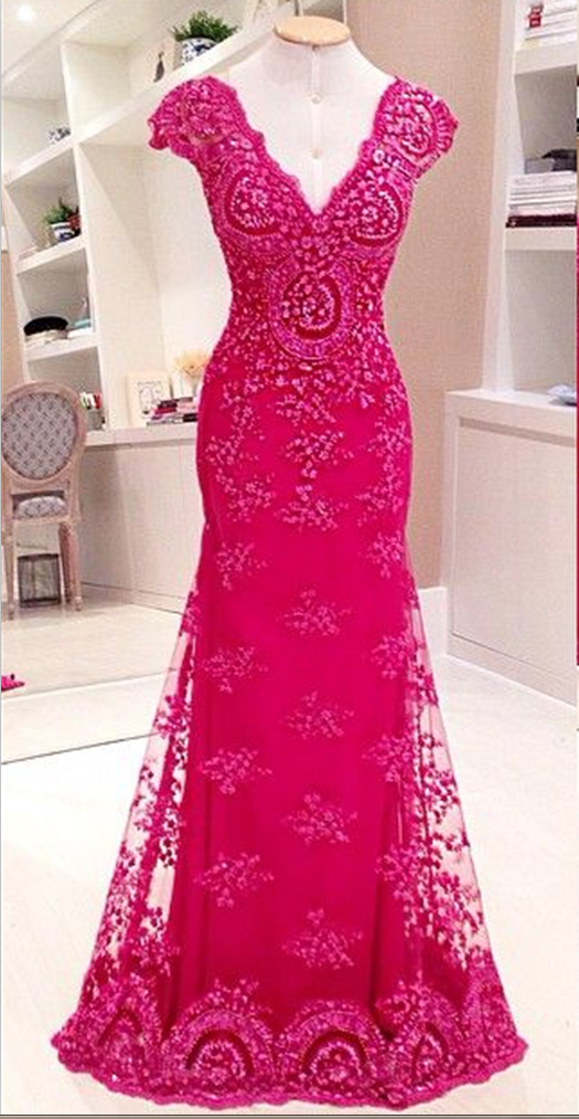 Red Prom Dresses,prom Dress,red Prom Gown,lace Prom Gowns,elegant ...