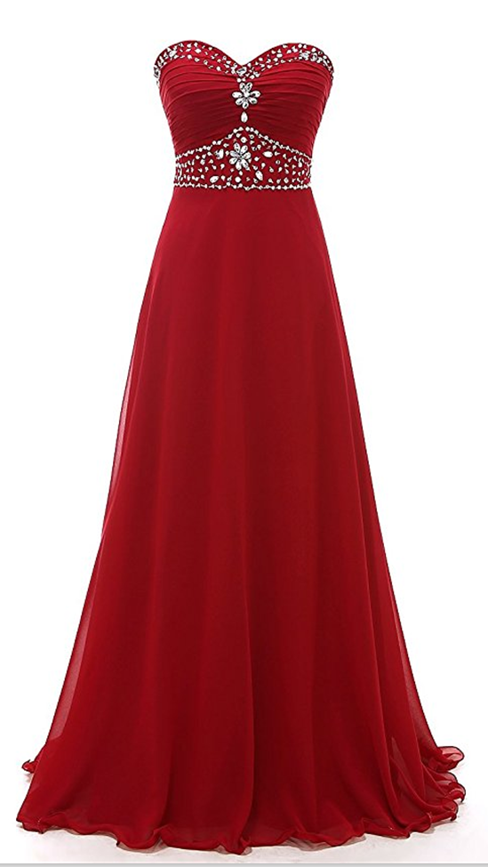 Women's Crtstal Chiffon Long Evening Prom Dresses on Luulla