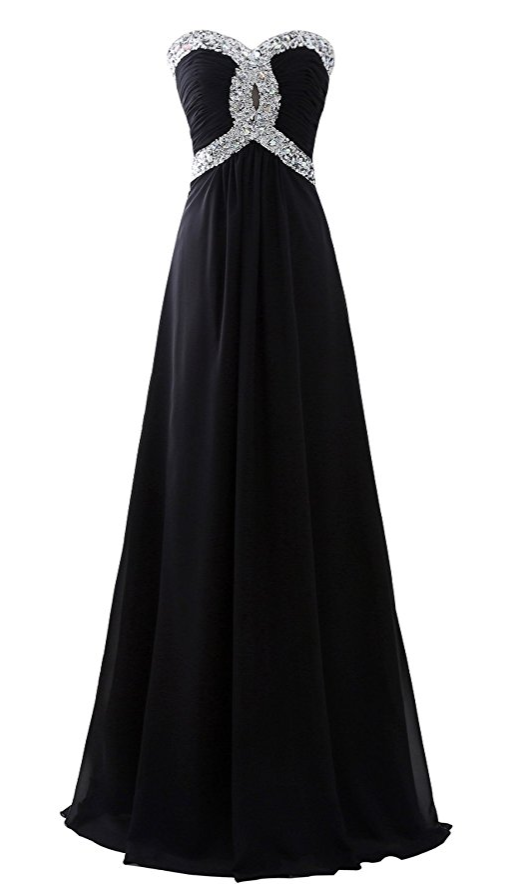 Long Chiffon Prom Dress 2017 Evening Gown Crystal Beaded on Luulla