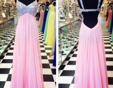 Custom Made A Line Backless Long Pink Prom Dresses, Pink Backless Party/ Formal Dresses
